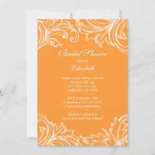 Vintage-Damask-Hochzeitsdusche-Einladung Orange Einladung