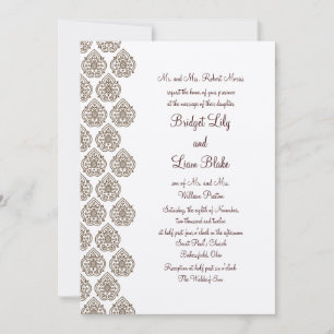 Vintage-Damask-Hochzeitseinladung auf Champagner Einladung