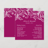 Vintage-Damask-Hochzeitsprogramm RASBEERE & Weiß Programm (Vorne/Hinten)