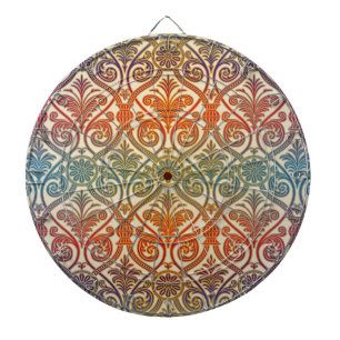 Vintage-Damask-Kontur Tapete - blau violett rot Dartscheibe