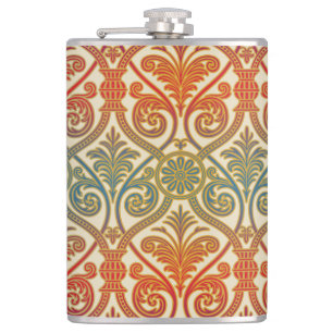 Vintage-Damask-Kontur Tapete - blau violett rot Flachmann