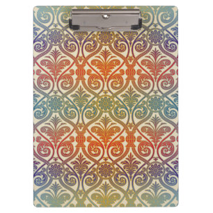 Vintage-Damask-Kontur Tapete - blau violett rot Klemmbrett