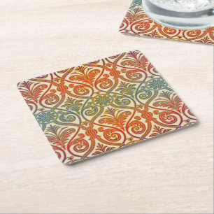 Vintage-Damask-Kontur-Tapete - blau violett rot Rechteckiger Pappuntersetzer