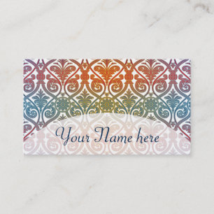 Vintage-Damask-Kontur Tapete - blau violett rot Visitenkarte