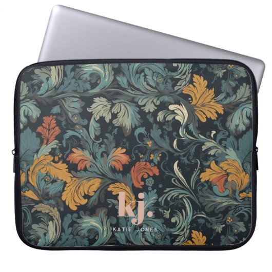 Vintage Damask Monogram Laptop Sleeve (Vorderseite)