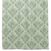 Vintage-Damask-Muster Grün Botanisch Duschvorhang (Vorderseite)