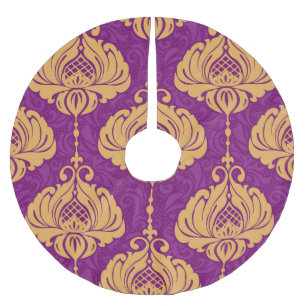 Vintage-Damask-Ornamentmuster. Polyester Weihnachtsbaumdecke
