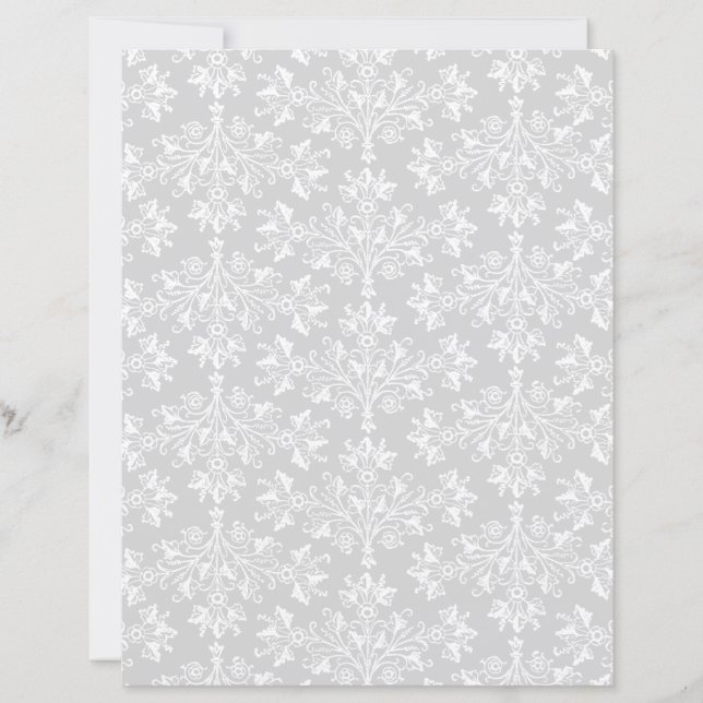 Vintage Damask Pattern in White on Light Gray (Vorderseite)