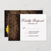 Vintage Damask Sonnenblume Rustikale Hochzeitskart RSVP Karte (Vorne/Hinten)