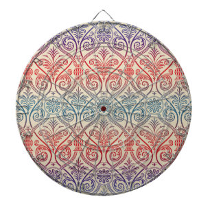 Vintage-Damask-Tapete - blau violett rot Dartscheibe