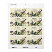 Vintage Damask Teal Bird Purple Flowering Branch (Vorne)
