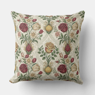 Vintage-Damask- und Englische-Rosen-Blumenmuster-K Kissen