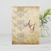 VINTAGE DAMASK-WEDDING-INVITATIONEN EINLADUNG (Stehend Vorderseite)