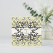 Vintage Damask Wirbel Hochzeitsfeier Einladung (Stehend Vorderseite)