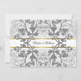 Vintage Damask Wirbel Hochzeitsfeier Einladung