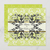 Vintage Damask Wirbel Hochzeitsfeier Einladung (Vorne/Hinten)