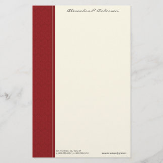 Vintage Damaske, benutzerdefiniertes rotes Designe Briefpapier