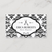 Vintage Damaske Haarstühle Elegante Schere Visitenkarte (Vorderseite)