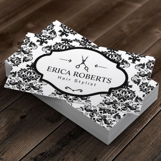 Vintage Damaske Haarstühle Elegante Schere Visitenkarte