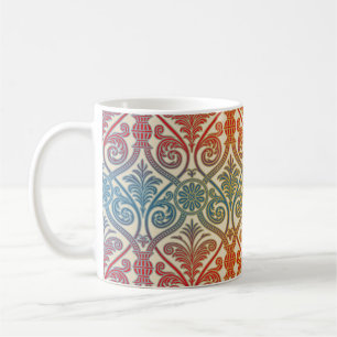 Vintage-Damaskenkontur Tapete - blau violett rot Kaffeetasse