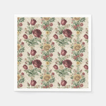 Vintage-Damaskrose- und Tulpen-Blumenmuster-Kunstw