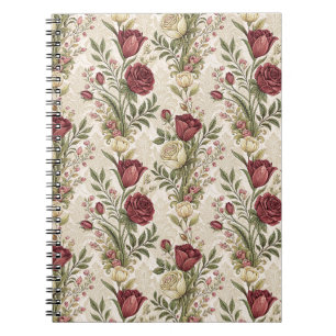 Vintage-Damaskrosengarten-Blumenmuster-Kunstwerk Notizblock