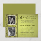 Vintage Damaskus Anniversary Double Foto Einladung (Vorne/Hinten)