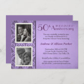 Vintage Damaskus Jahrestag Zwei Fotos Einladung (Vorne/Hinten)