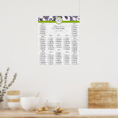 Vintage Damaskus-Lila-grüne Sitzkarte Poster (Küche)