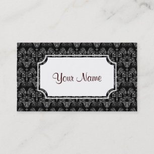 Vintage Damaskus-Tapete - weiß + Ihr Backgr. Visitenkarte