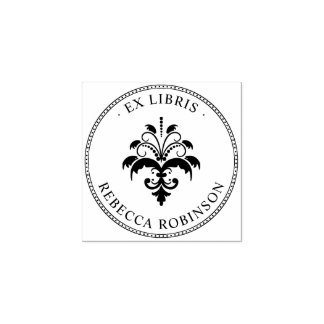 Vintage Damaskus und Typografie | Custom Ex Libris Gummistempel