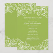 Vintage Damaskus Verlobung Einladungen Grün (Vorne/Hinten)