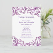 Vintage Damaskus-Verlobung Einladungen Lila (Stehend Vorderseite)