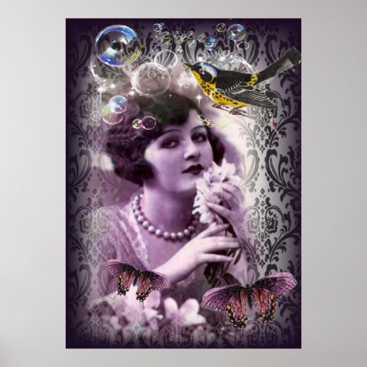 Vintage Damast Art Deko Gatsby Flapper Girl (Vorne)