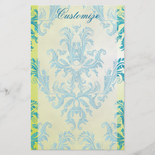 Vintage Damast aus blau und grün Briefpapier