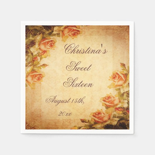 Vintage Damast-Shabby Serviette (Vorderseite)