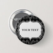 Vintage Damast-Tapete - Weiß + Ihr backgr. Button (Vorne & Hinten)