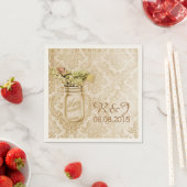 Vintage Damast Western Blumenkronenjar Hochzeit Serviette (Beispiel)