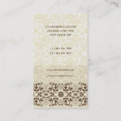 Vintage Damast-Wirbels-Spitze-BlumenVisitenkarte Visitenkarte (Rückseite)