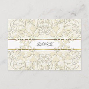 Vintage Damast-Wirbels-Spitze-elegantes Hochzeit RSVP Karte