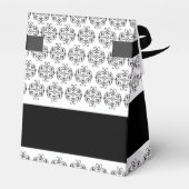 Vintage Damastensehung mit Schwarz-Weiß-Kalligrafi Geschenkschachtel (Rückseite)