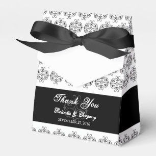 Vintage Damastensehung mit Schwarz-Weiß-Kalligrafi Geschenkschachtel