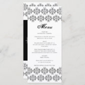 Vintage Damastensehung mit Schwarz-Weiß-Kalligrafi Menükarte (Vorne/Hinten)