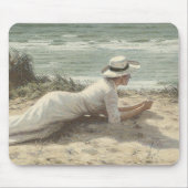 Vintage-Dame am Strand Mousepad (Vorne)
