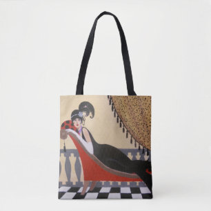 Vintage Dame auf einem Aufenthaltsraum, Tasche