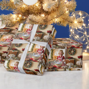 Vintage Dame backt Weihnachtskekse Geschenkpapier