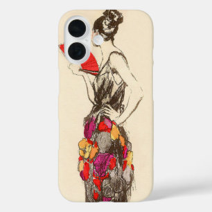 Vintage Dame der Mode mit einem Frühlingskleid iPhone 16 Hülle