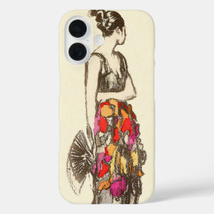Vintage-Dame der Mode mit einem Frühlingskleid iPhone 16 Hülle