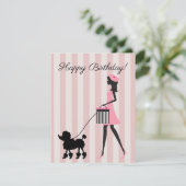 Vintage Dame, die schwarze Poodle geht Happy Birth (Stehend Vorderseite)
