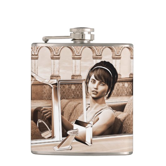 Vintage Dame Flachmann (Vorderseite)
